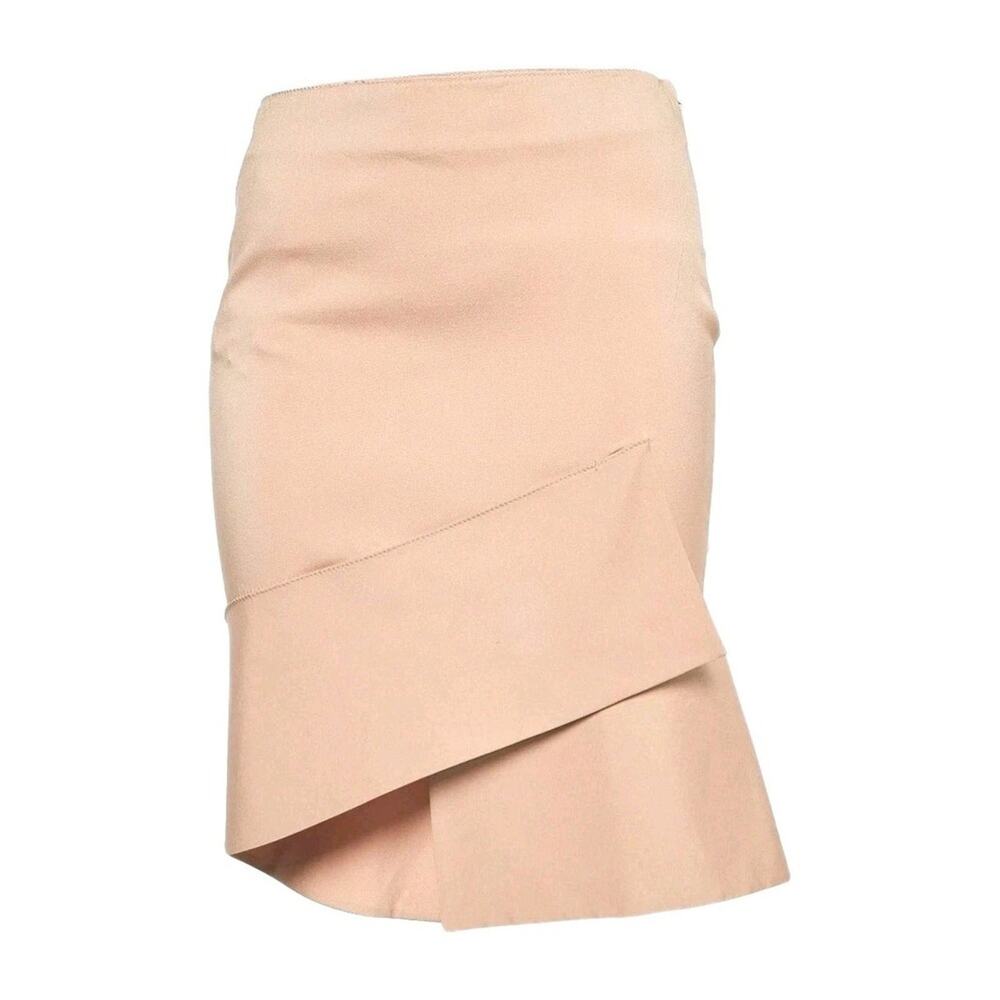 Gucci SILK Skirt Midi Womens Sz 44 Beige Cream Glamor Asymmetrical Modern Hi Lo